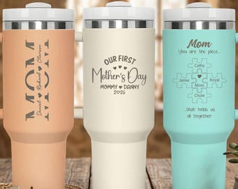 Personalized Puzzle Piece Mom Tumbler, Custom Kids Names Travel Mug, Mothers Day Gift, Grandma Gift, Mom gift Tumbler