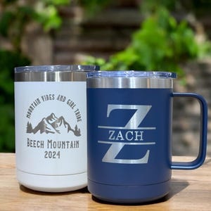 Personalized Laser Engraved 15 Oz Coffee Mugs, Custom Logo Coffee Mug, Insulated Stainless Steel Mug, Monogram Coffee Mug, Christmas Gift
