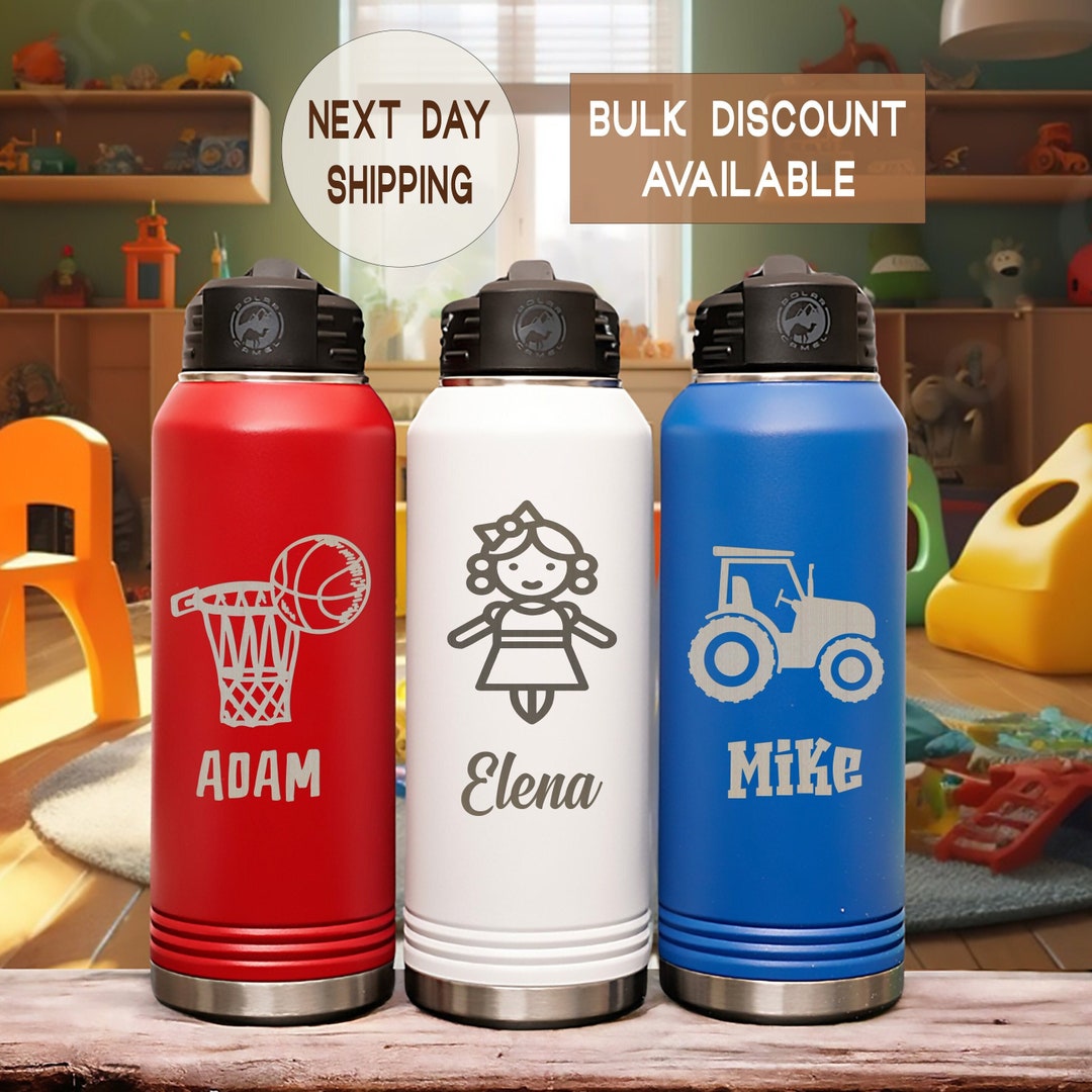 Personalized Kids Water Bottle With Straw, Back to School Gift ...
