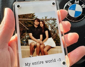 Engraved Photo Car Visor Clip, Personalized Keepsake, Father's Day Gift