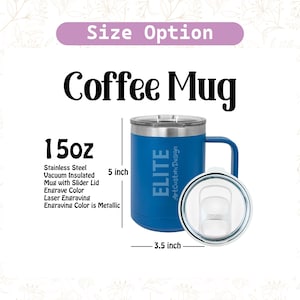 Custom 15oz Coffee Mug, Personalized Laser Engraved Mug, Monogram Coffee Mug, Insulated Stainless Steel Coffee Cup, Christmas Gift image 2