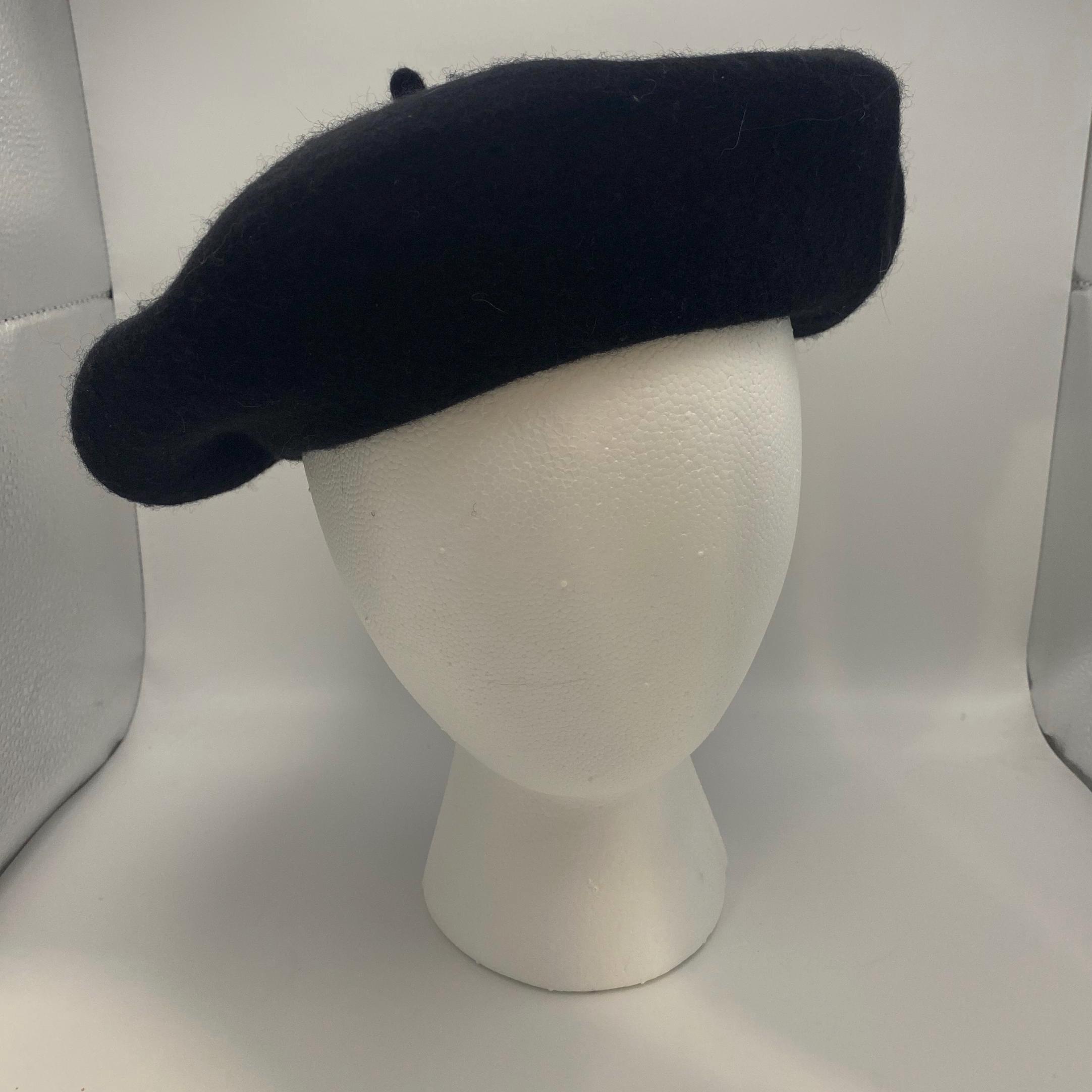 Vintage Black Wool French Beret Hat - Etsy
