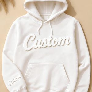 Custom Puff Embossed Sweatshirt - Personalized Raised Text Hoodie, Trendy 3D Lettering, Custom Name Gift, Unique Cozy Pullover