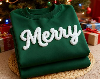 Chenille YARN EMBROIDERED Sweatshirt Chenille Game Day Fuzzy Letter, Team Spirit Shirt, Chenille Patch Sports Team Sweatshirt