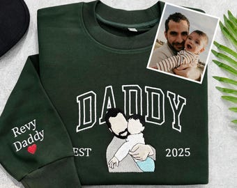 Besticktes Dad-Sweatshirt mit Foto, Vatertags- oder Geburtstagsgeschenk für Papa, personalisierter Vater- und Sohn-Hoodie, Porträt-Hemd