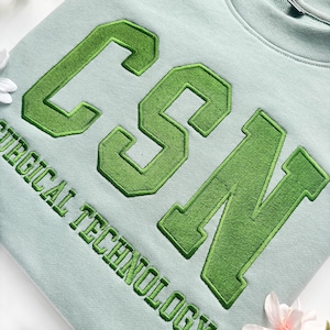 Custom Filled Embroidered Varsity Crewneck, Embroidery Crewneck, Embroidered Sweatshirt, university sweaters, personalized sweatshirt image 7