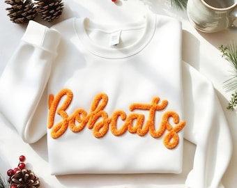 Custom Chenille YARN EMBROIDERED Sweatshirt Chenille Patch Football Sweatshirt Team Sports Spirit Shirt Football Moms Game Day Sweatshirt