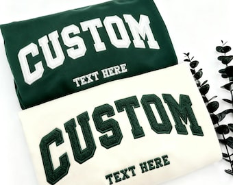 Individuell gefülltes gesticktes Varsity-Crewneck, Stickerei-Crewneck, besticktes Sweatshirt, Universitäts-Pullover, personalisiertes Sweatshirt