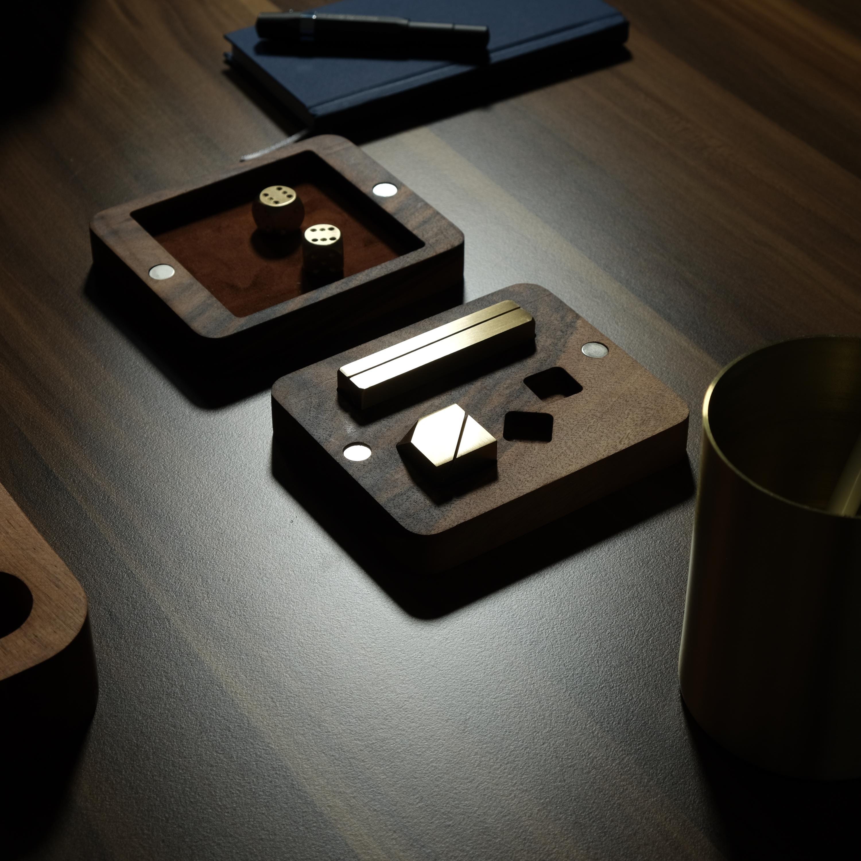 Brass Desk Gift Set: Personalized Walnut & Leather Executive Office ...