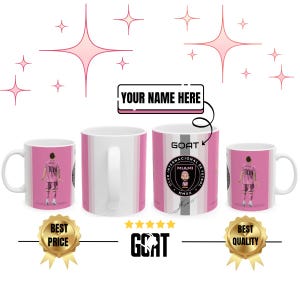 Personalized Messi Mug, Inter Miami Club, Football Fan Gift , Messi signature