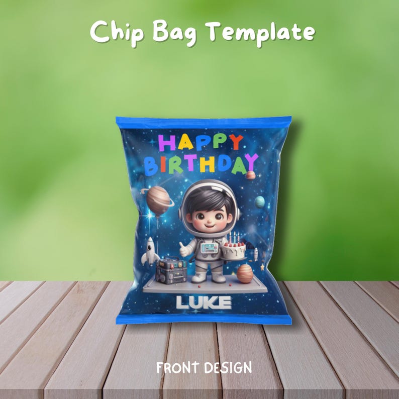 EDITABLE Astronaut Chip Bags Chip Bag Template Party Favors Snack ...