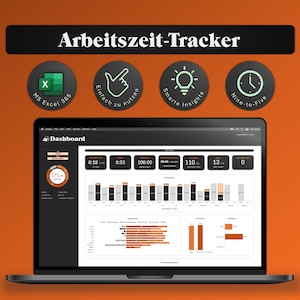 Szablon programu MS Excel do śledzenia czasu | Planer miesięczny i przegląd roczny | Rejestracja czasu | Rejestracja nadgodzin | Arkusz czasu | Niemiecki
