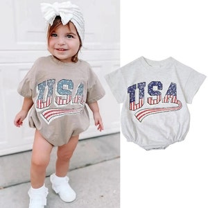 Newborn Baby Boys Girls Independence Day Romper, Baby Boys Girls Sweatshirt Jumpsuits, Baby USA Romper, Kids Toddler Independence Day Outfit