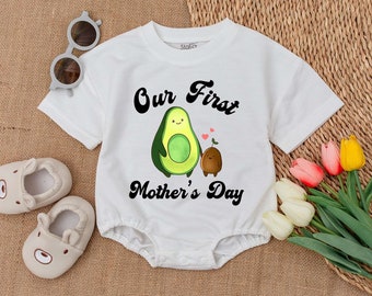 Our First Mother's Day Romper, Funny Our First Mother's Day Outfit, Newborn Girls Boys Clothes, Mama's Bestie Romper, Summer Baby Bodysuit