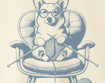 Corgi Knitting T-Shirt: Knit Gift Sweatshirt or Hoodie or Tee Taco Dog