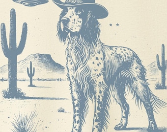 Camiseta vintage de setter inglés: Sombrero vaquero vintage OVNI - Taco Dog