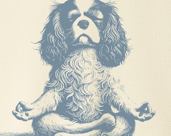 Cavalier King Charles Spaniel Shirt Vintage Dog Yoga Meditation TShirt Lotus Dog, Cav Gift Dog Gifts, Cavalier Dad Spaniel Mom The Unruffled