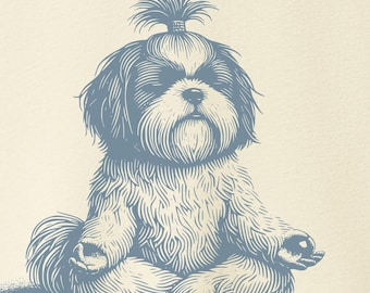 Shih Tzu Yoga Shirt: Vintage Dog Meditation Lotus T-Shirt Taco Dog
