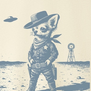 Chihuahua Shirt Vintage Dog Shirt Sheriff UFO Cowboy TShirt Funny Chihuahua Gift, Chihuahua Mom Chiwawa Dad Western Dog Tee, Barkadia