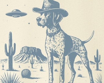 English Pointer T-Shirt: Vintage Cowboy Dog, Wild West UFO Design Taco Dog