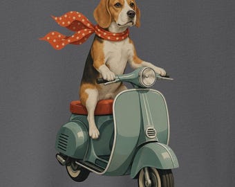 Camiseta vintage de Beagle con scooter - Camiseta de perro, sudadera con capucha, Taco Dog