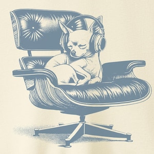 Chihuahua Vintage Dog Shirt Eames Headphones Tshirt Funny Dog Shirt, Midcentury Modern Lounge Sweatshirt, Chihuahua Mom Chiwawa Dad