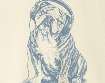 English Bulldog Wearing Headphones T-Shirt - Dog Shirt Sweatshirt Hoodie Taco Dog