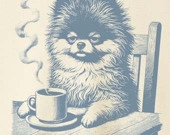 Grumpy Pomeranian T-Shirt: Morning Coffee Tired Dog Mom/Dad Gift Taco Dog