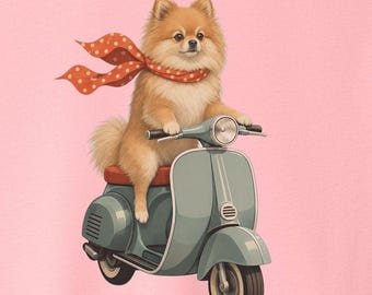 Camiseta Pomerania Vintage Scooter - Camiseta Perro Sudadera Sudadera Taco Perro