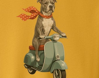 Camiseta Pitbull Vintage Scooter - Camiseta de perro Sudadera Sudadera Taco Dog