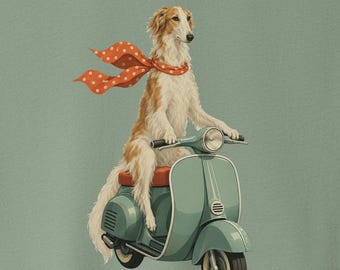 Camiseta Borzoi Vintage Scooter - Camiseta para perro Sudadera con capucha Taco Dog