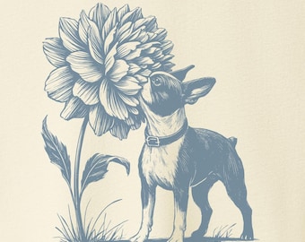 Boston Terrier T-Shirt Smell the Flowers Shirt Sweatshirt Hoodie Taco Dog