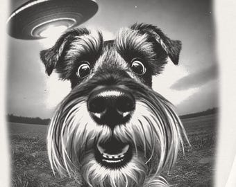 Schnauzer, Schnauzer Shirt, UFO Sweatshirt, Funny TShirt, Funny Dog Shirt, Vintage Dog Shirt, UFO Schnauzer, Dog Mom, Dog Dad, Alien Shirt