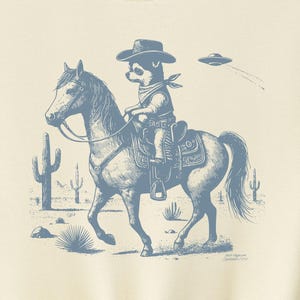 Chihuahua Shirt, Cowboy Chihuahua, Vintage Dog T-Shirt, Dog Mom, Funny Dog Shirt, Dog Gift, Desert Horse, Cactus Tshirt, Horseback Dog, UFO
