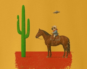 Pug Cowboy UFO Cactus T-Shirt - Vintage Distressed Dog Shirt Sweatshirt Hoodie Taco Dog