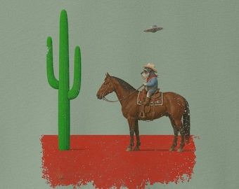 Schnauzer Cowboy UFO Cactus T-Shirt - Vintage Distressed Dog Shirt Sweatshirt Hoodie Taco Dog