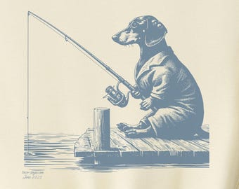 Dachshund, Wiener Dog Shirt, Vintage Dog Shirt, Funny Dog Shirt, Fishing T-Shirt, Weenie Mom, Doxie Dad, Dog Fishing Taco Dog