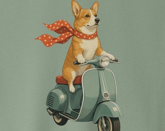 Camiseta vintage de Corgi con scooter - Camiseta de perro, sudadera con capucha, Taco Dog