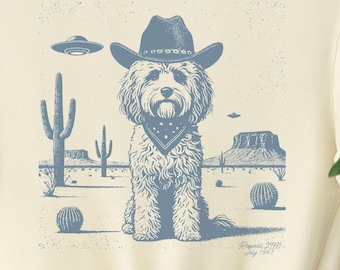Cavapoo, Cavapoo Shirt, Vintage Dog Shirt, Cowboy Dog, UFO Dog T-Shirt, Cavapoo Mom, Cavapoo Dad, Cowboy Cavapoo, Funny Dog Shirt