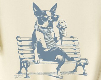 Boston Terrier Shirt, Boston Terrier Ice Cream TShirt, Vintage Dog T-Shirt, Boston Mom, Boston Dad, Boston Terrier Gift, American Gentleman
