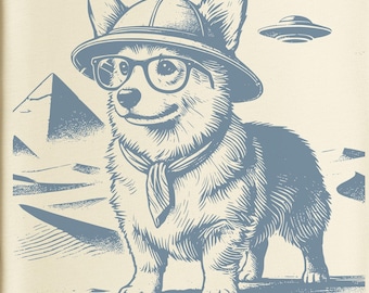 Corgi, Vintage Dog Shirt, Funny Dog TShirt, UFO, Dog Mom Shirt, Pyramids Dog T-Shirt, Corgi Egypt, Corgi Mom, Corgi Dad, Corgi Gifts