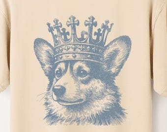 Corgi Comfort Colors Shirt, King Corgi Tee, Vintage Dog Shirt, Crown Corgi T-shirt, Dog Mom, Dog Dad, Dog Shirt, Funny Dog TShirt