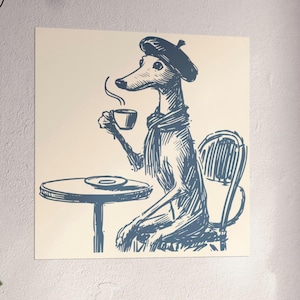 Greyhound Paris, Whippet França, Impressão de Arte Iggy, Pôster de Greyhound, Presente de Whippet, Presente de Greyhound Italiano, Decoração de Parede de Greyhound