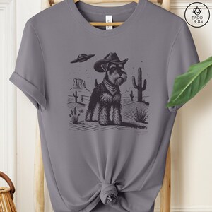 Schnauzer Shirt, Schnauzer Vintage Shirt UFO Western Shirt, Retro T-Shirt, Cowboy TShirt, Wild West, Dogful DogMom, Dogfulness Shirting image 4