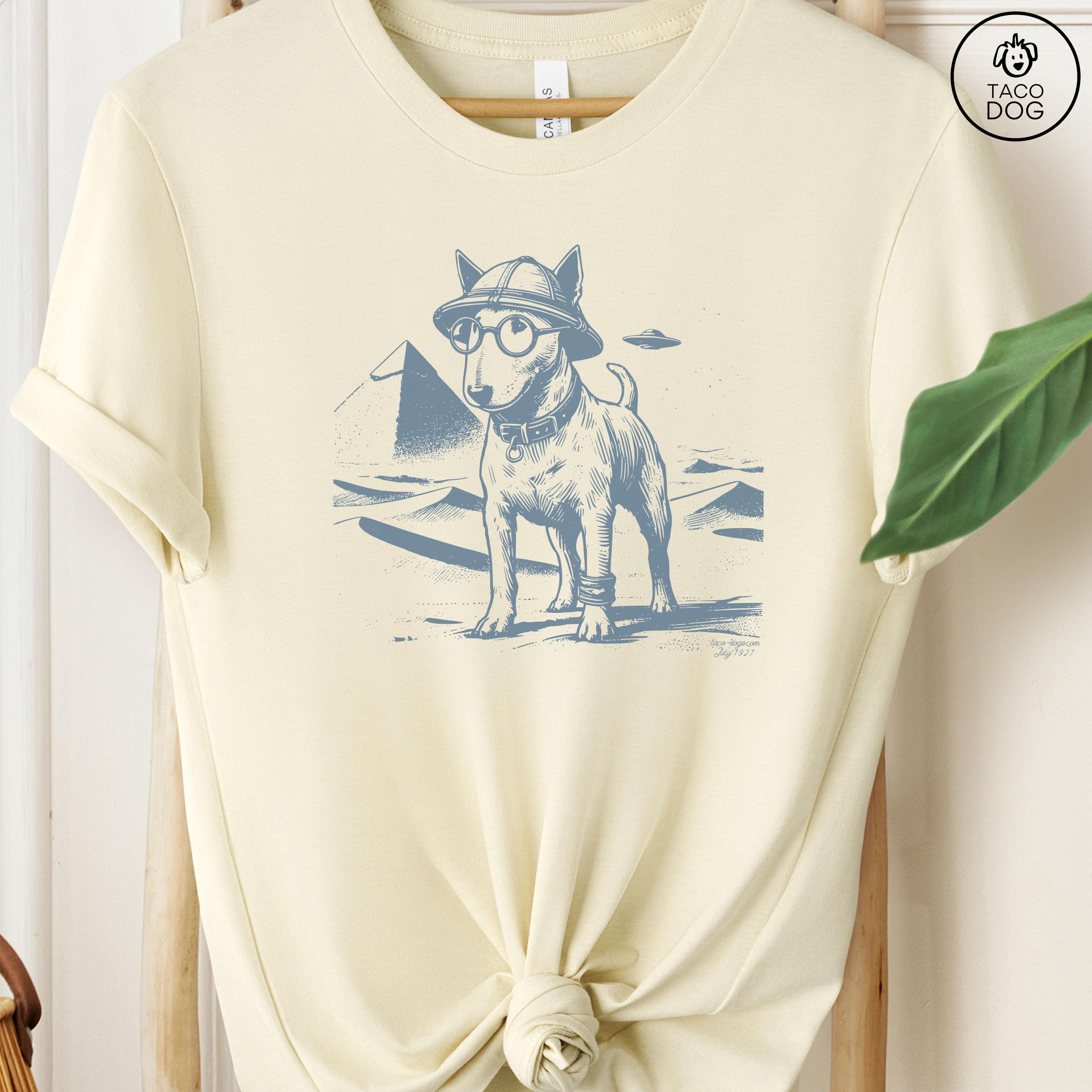 English Bull Terrier Egypt T-shirt: Vintage UFO Shirt Pyramid Dog