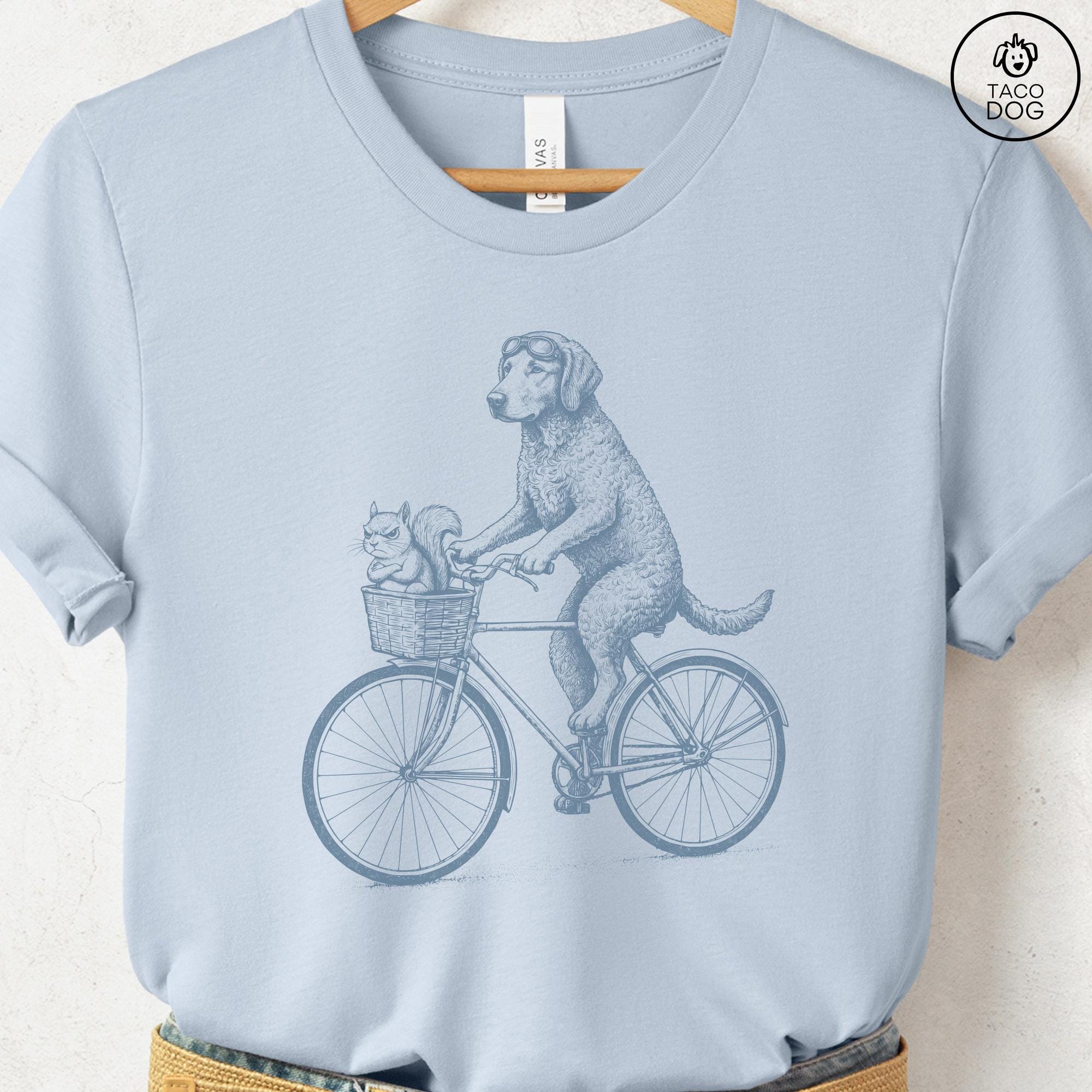 Curly Coated Retriever Grumpy Squirrel Bicycle T-shirt - Dog Bike Shirt ...