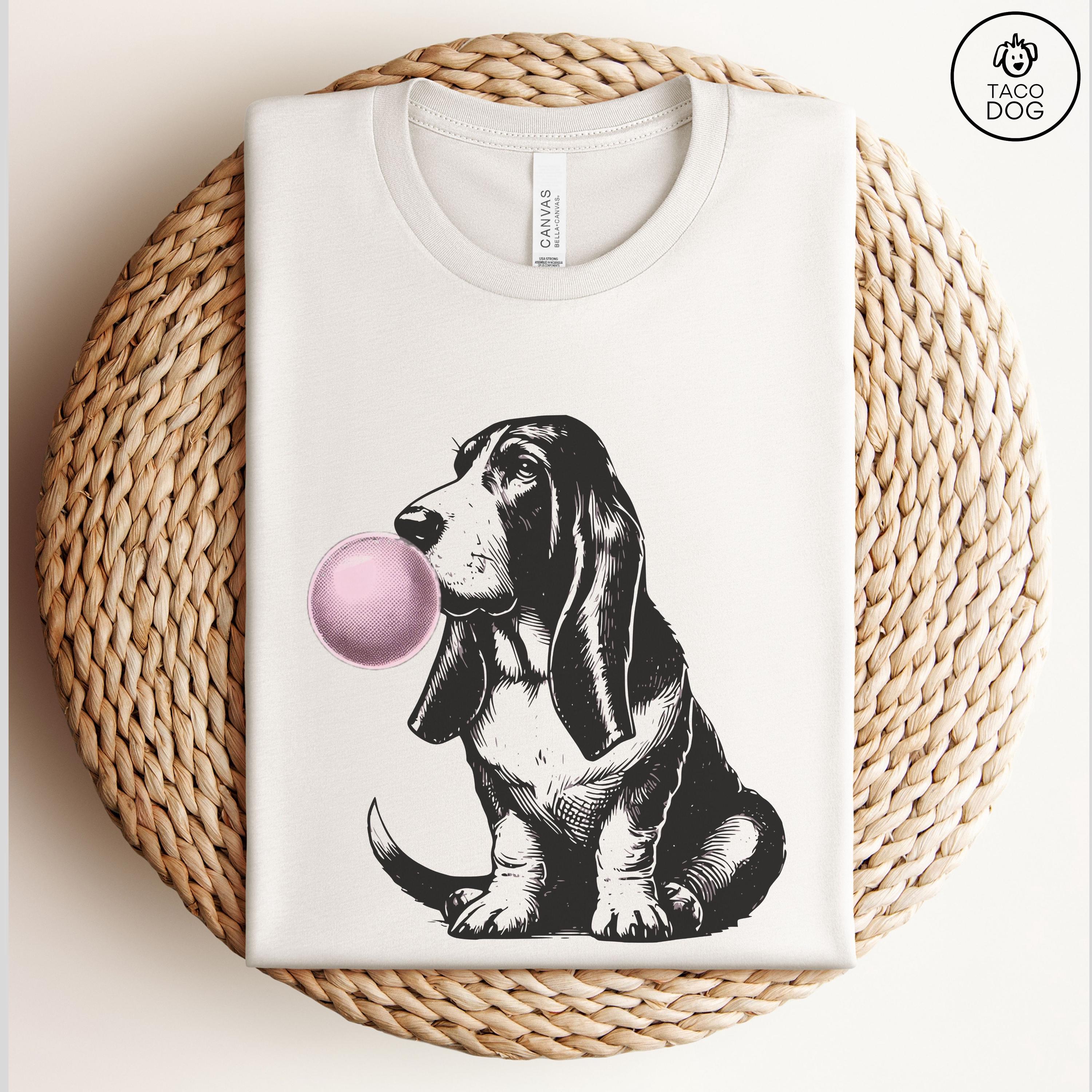 Basset Hound T-Shirt, Bubble Gum Sweatshirt, Funny TShirt, Funny Dog Shirt, Vintage Dog Shirt, Bubble Gum Basset Hound, Dog Mom, Dog Dad