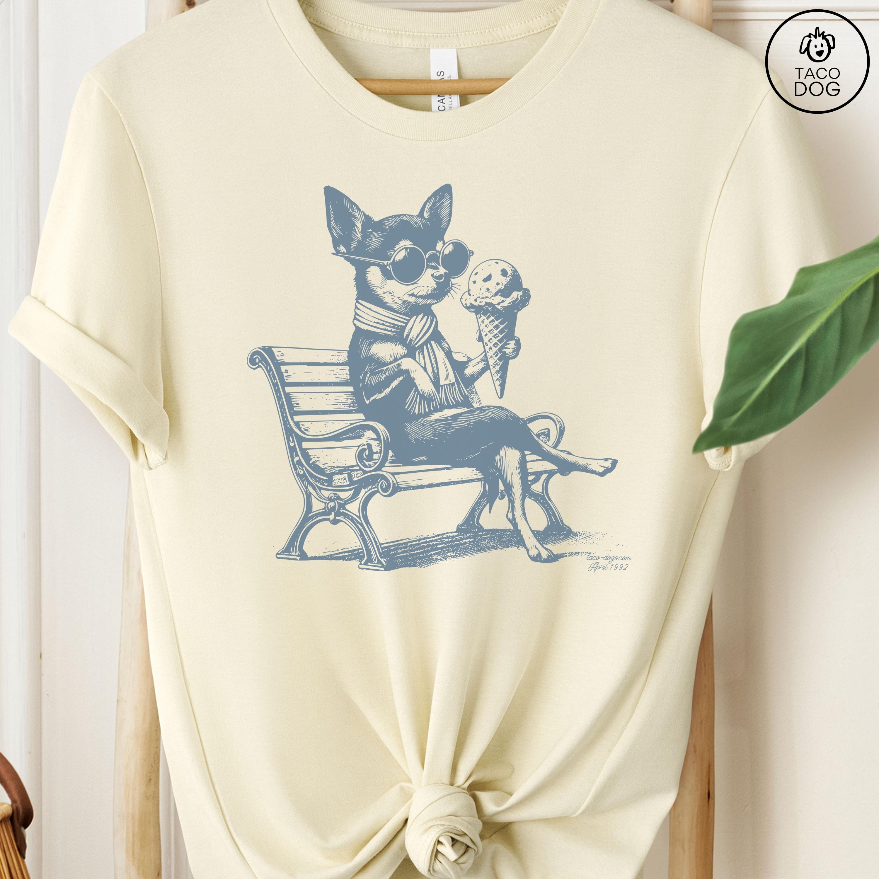 チワワ、チワワシャツ、チワワアイスクリームTシャツ、ヴィンテージ犬T