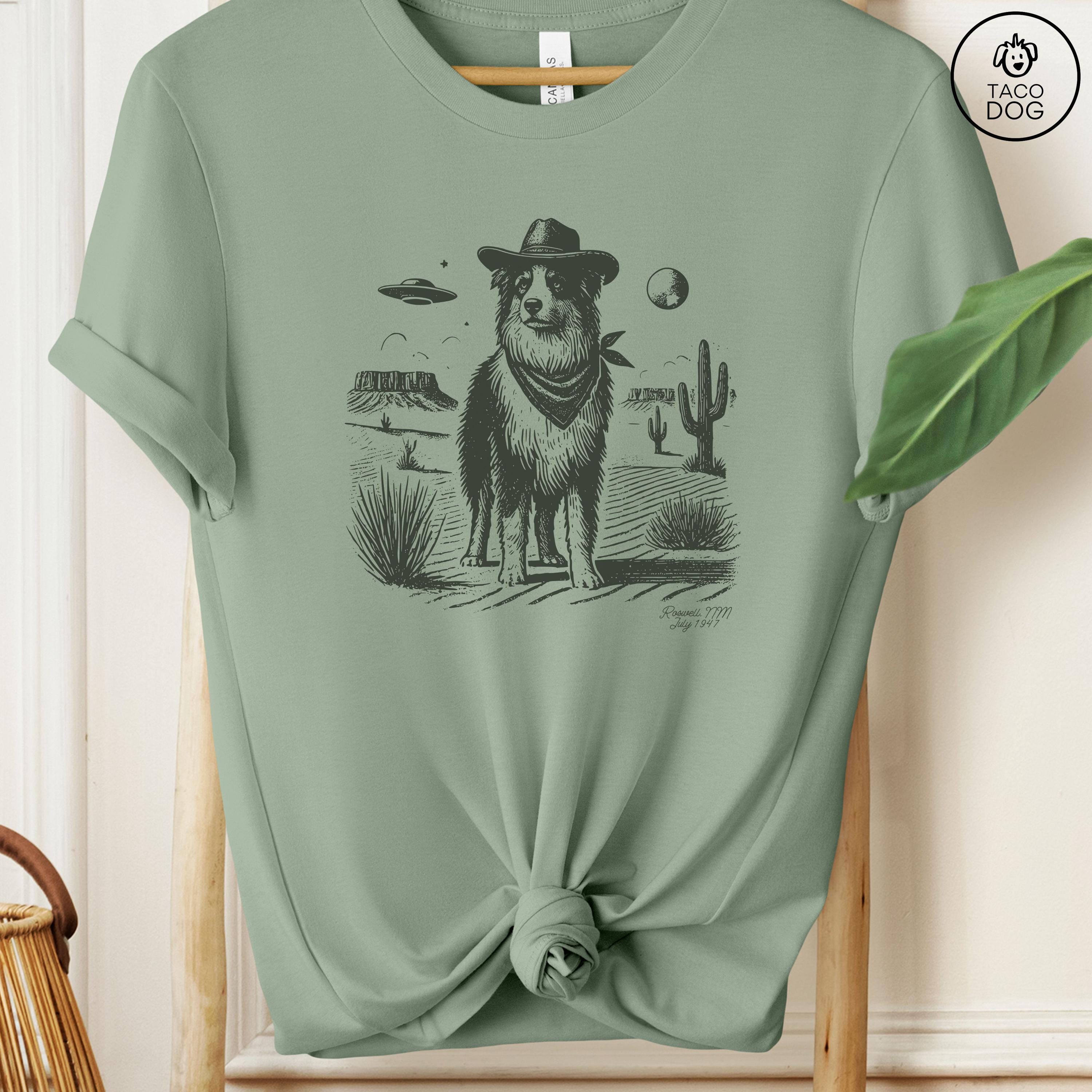 Australian Shepherd Shirt, Aussie Vintage UFO Western Shirt, Retro