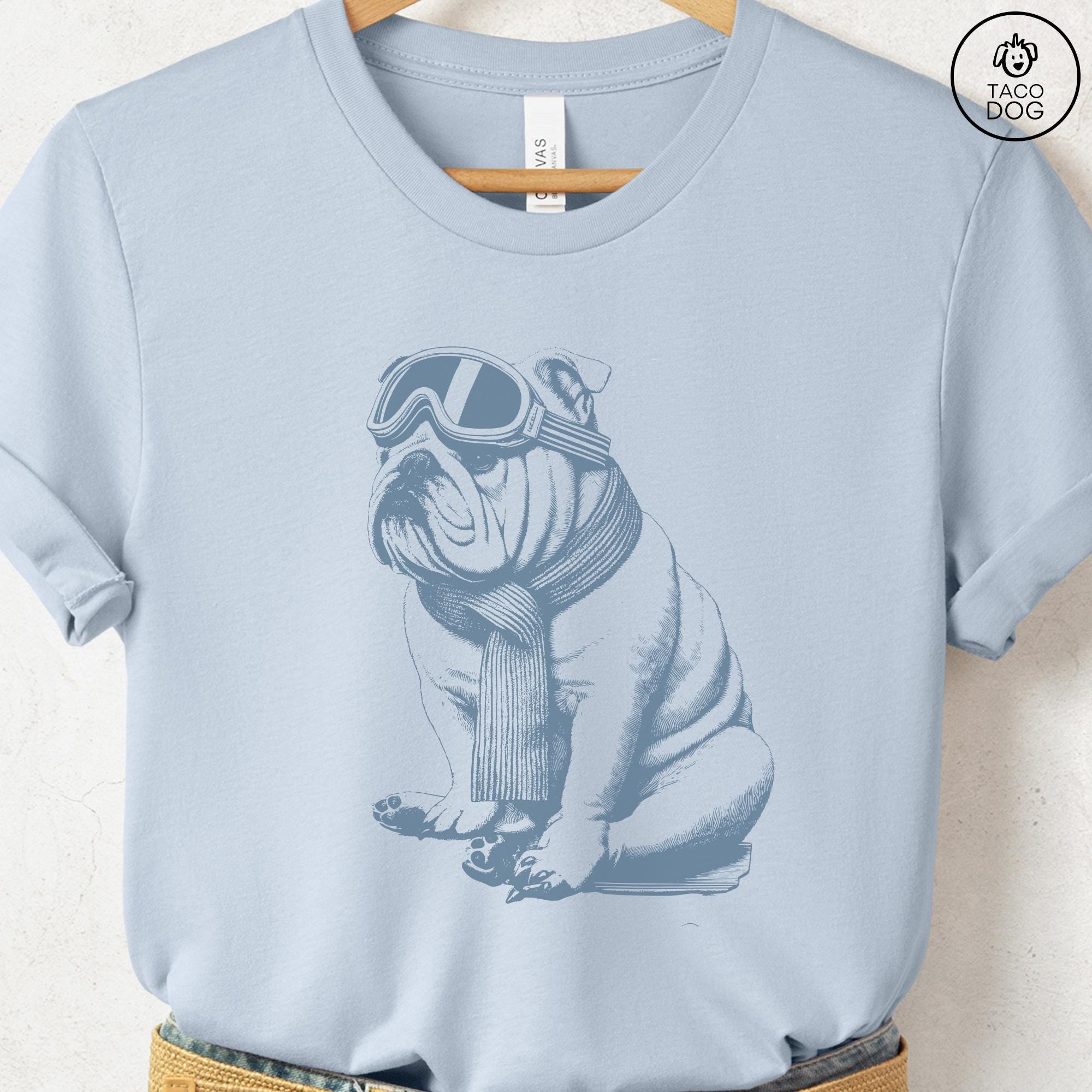 English Bulldog Vintage Shirt, Funny Retro Winter Sport Style Dog